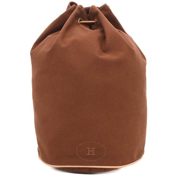 HERMES H Polochon Mimir GM Shoulder Bag, Cotton, Women's, Brown - Picture 1 of 10
